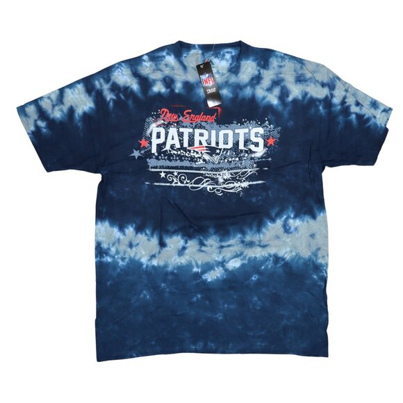 New England Patriots NFL Liquid Blue Tie Dye Horizon Crew Neck T-Shirt NWT - Picture 1 of 2